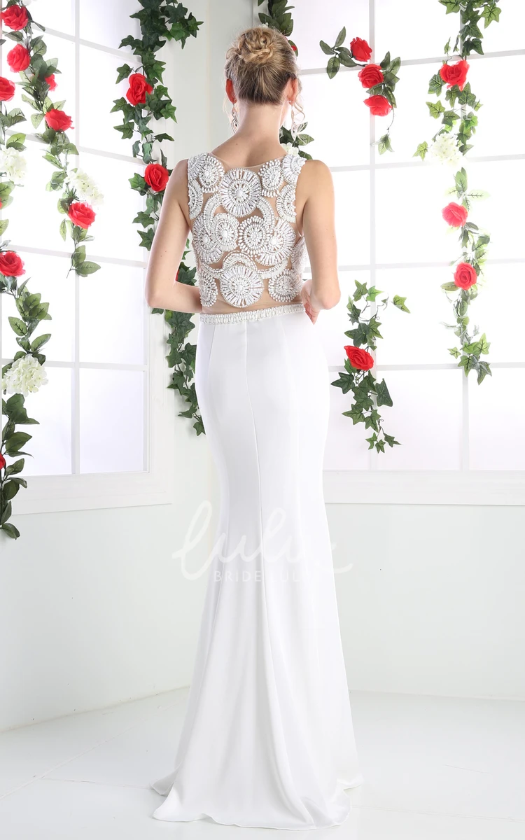 Sleeveless Sheath Dress with Beading Floor-Length Two-Piece Formal Dress