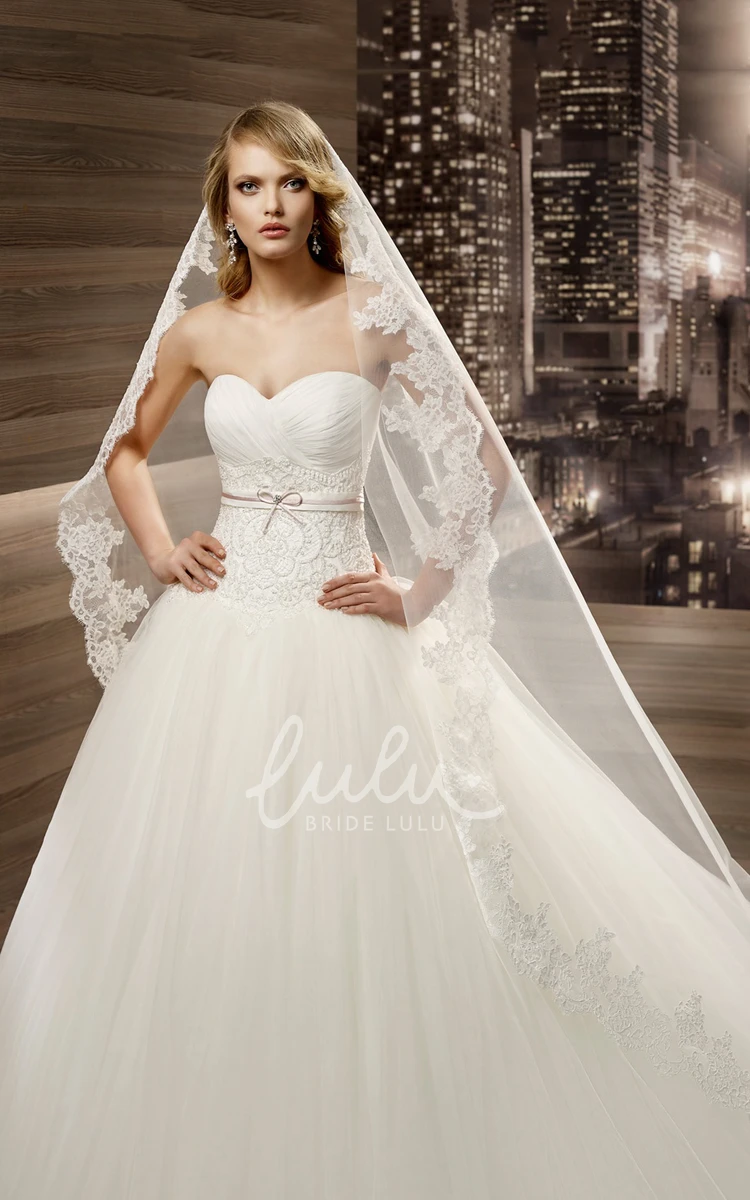 Pleated Bust Sweetheart A-line Wedding Dress with Court Train Timeless Bridal Dress