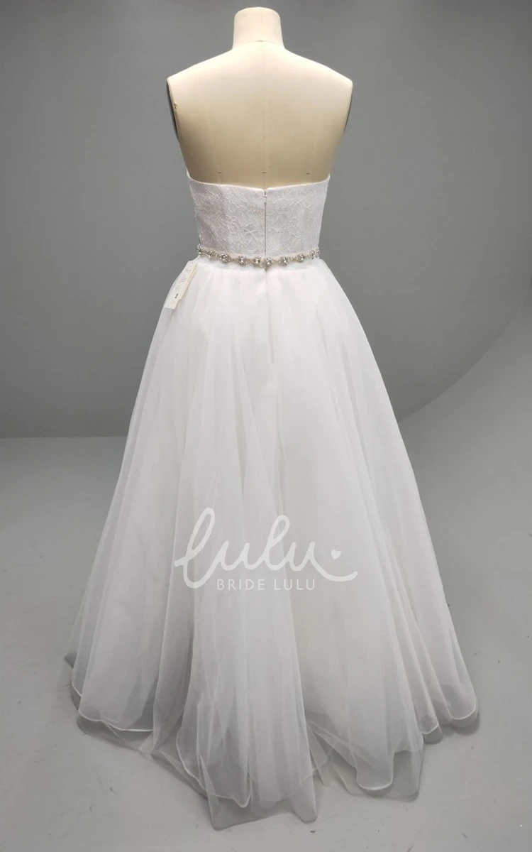 Lace Bodice Ball Gown Wedding Dress with Beaded Waistline