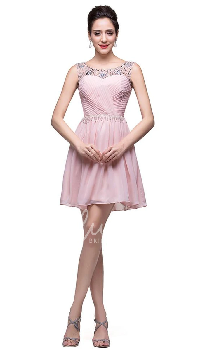 Sleeveless Crystal Chiffon Homecoming Dress Elegant & Short