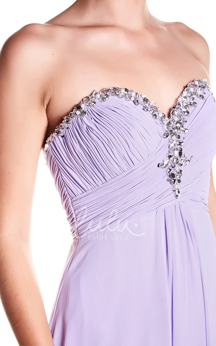 Sweetheart Chiffon Prom Dress with Ruched Bodice and Sleeveless Design