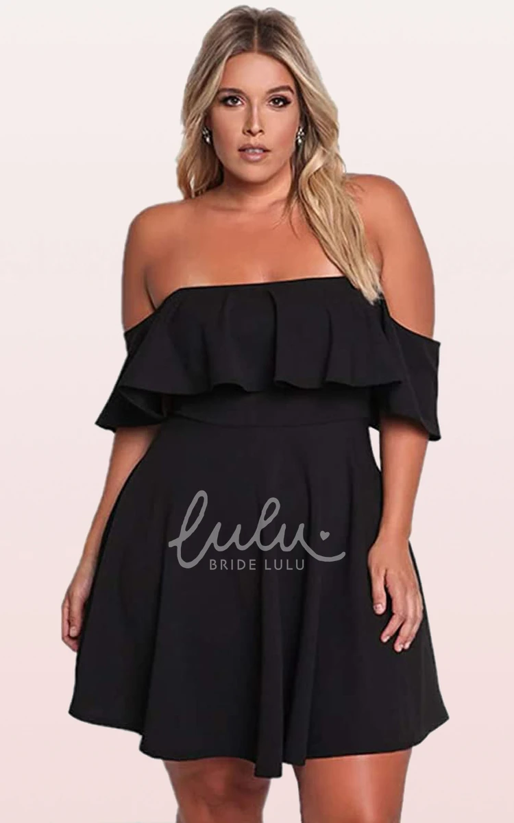 Taffeta Off-Shoulder Cocktail Dress with Pleats Casual A-Line Formal Dress