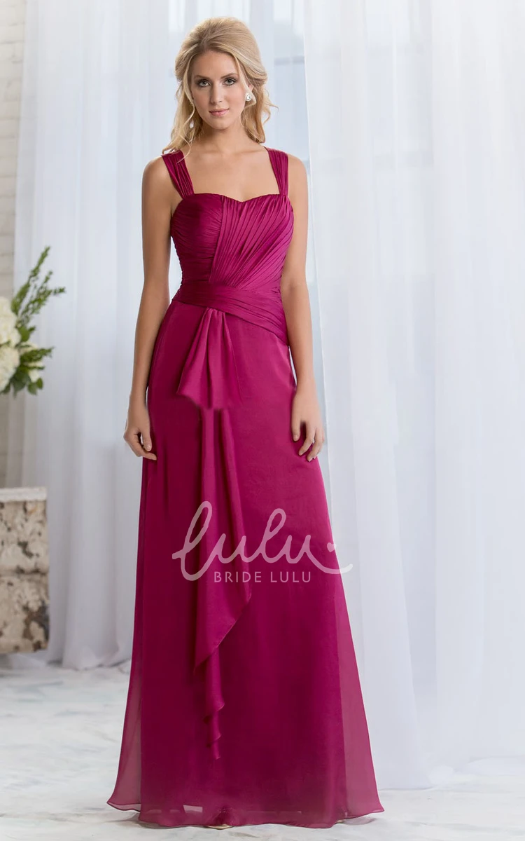 Ruffled Square-Neck A-Line Bridesmaid Dress Flowy Dress for Women