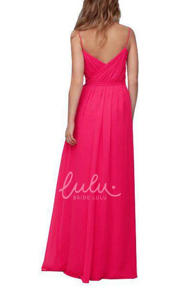 Floor-length Bridesmaid Dress with Spaghetti Straps and Ruched Wrap Unique and Chic