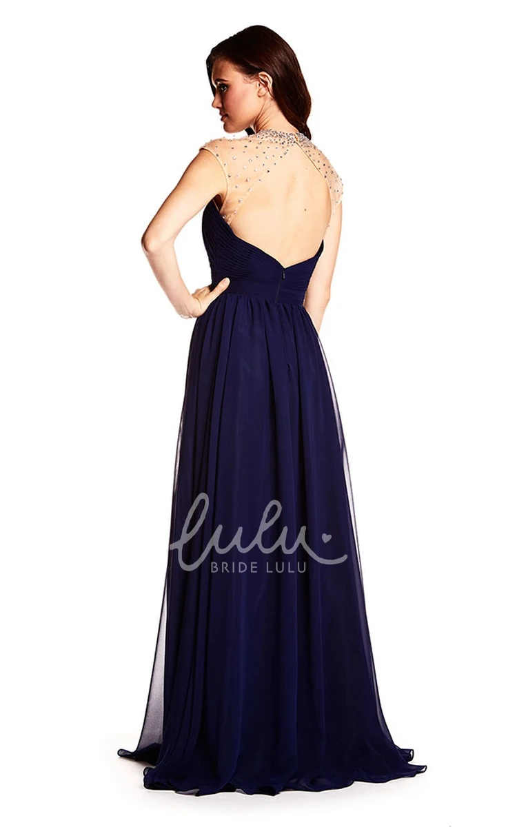 Sleeveless High Neck Beaded Chiffon Prom Dress Elegant Women's Dress