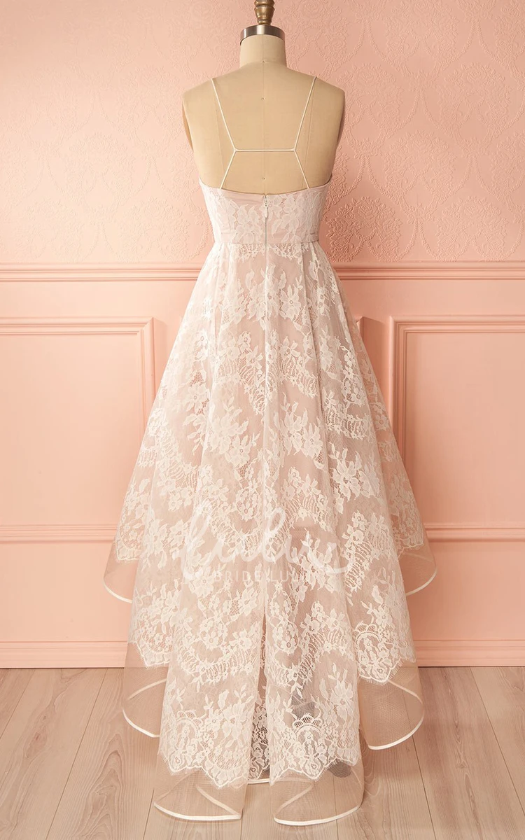 Elegant Lace Sleeveless Prom Dress with Zipper and Flower Straps Classy & Chic