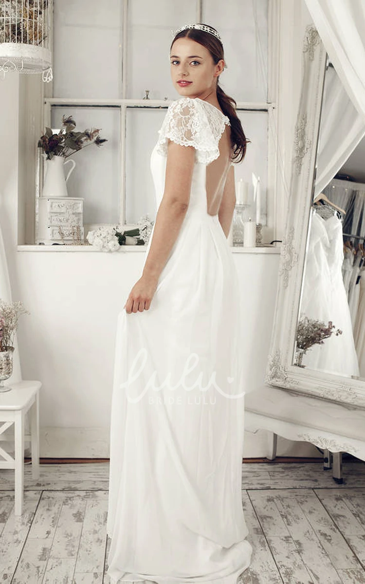 Maxi Poet Sleeve Lace Chiffon V-Neck Wedding Dress
