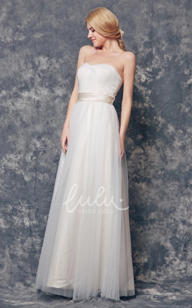 Strapless A-line Tulle Bridesmaid Dress with Sash Elegant and Timeless