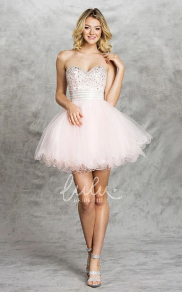 Sweetheart Ruffle Beaded A-Line Formal Dress