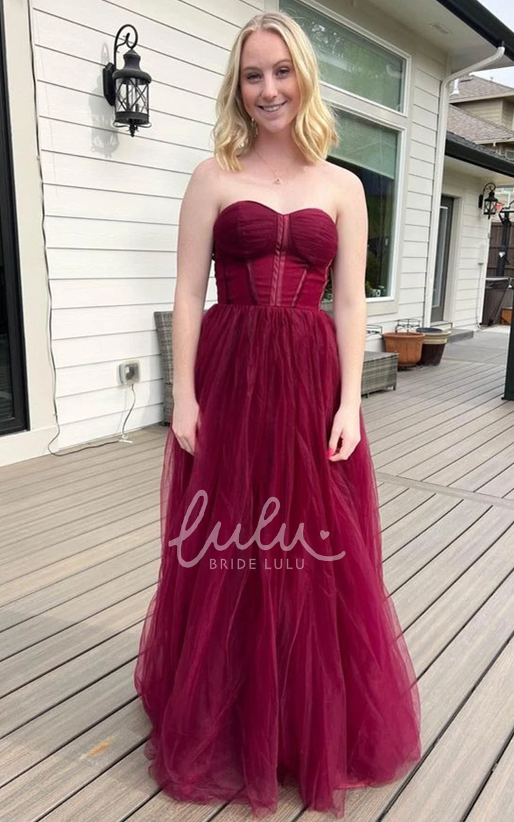 Sweetheart Tulle A-Line Evening Dress with Corset Back Modern Elegant 2025