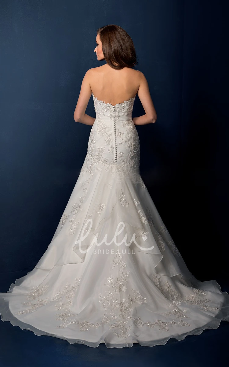 Trumpet Wedding Dress with Strapless Neckline and Ruffles Romantic Bridal Gown