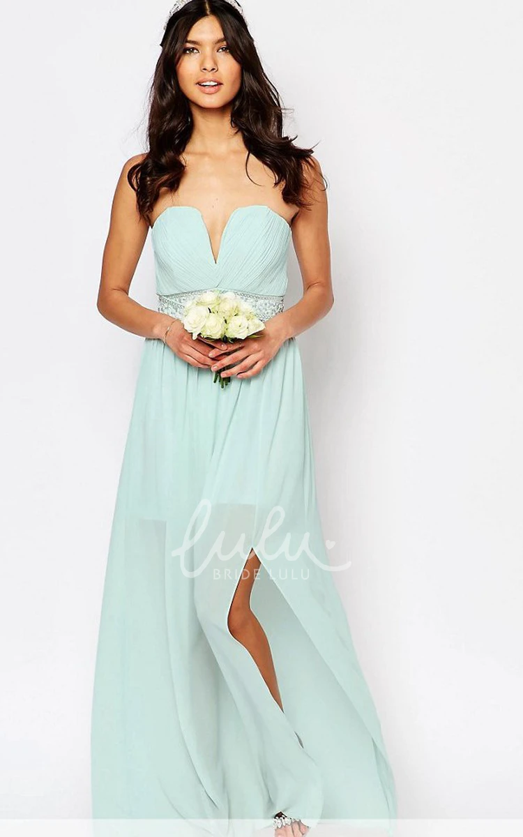 Sleeveless Criss-Cross Notched Chiffon Bridesmaid Dress Ankle-Length