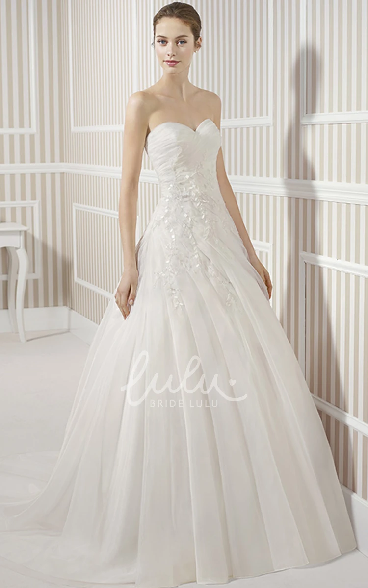 Organza A-Line Wedding Dress with Sweetheart Neckline Draping & Cape