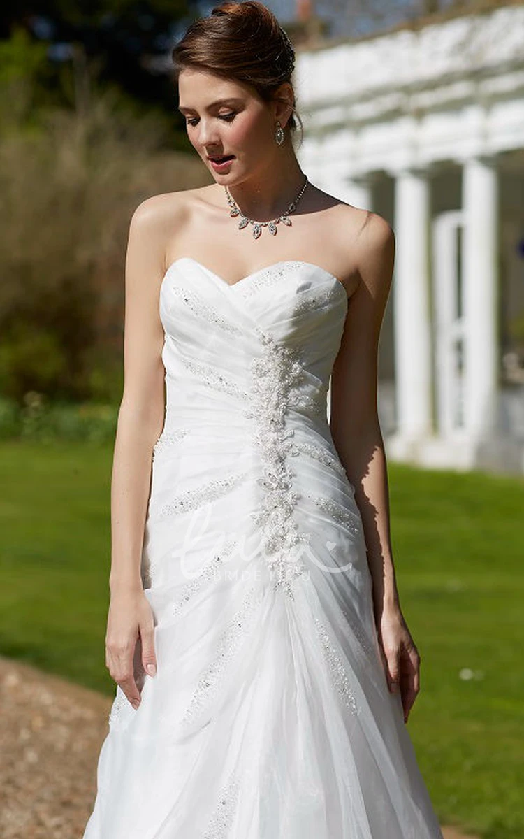 Beaded Satin A-Line Wedding Dress with Sweetheart Neckline and Lace-Up Back