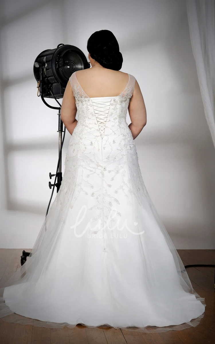 Trumpet A-Line Wedding Dress With Beading and Caped Sleeves