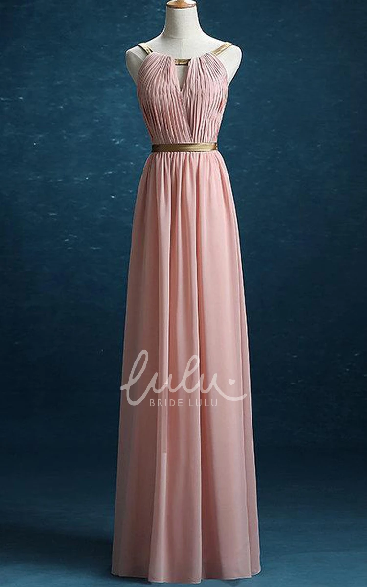 Elegant Floor-length Chiffon and Satin Bridesmaid Dress