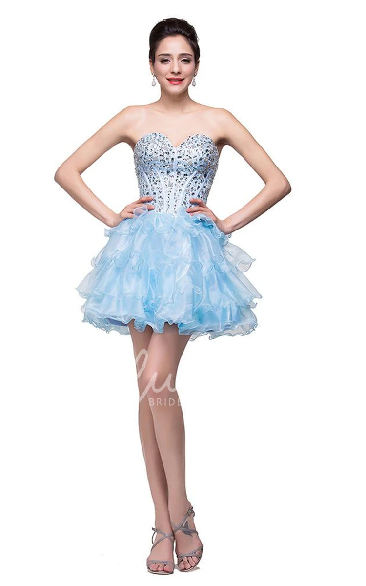 Crystal Organza Homecoming Dress with Sweetheart Neckline