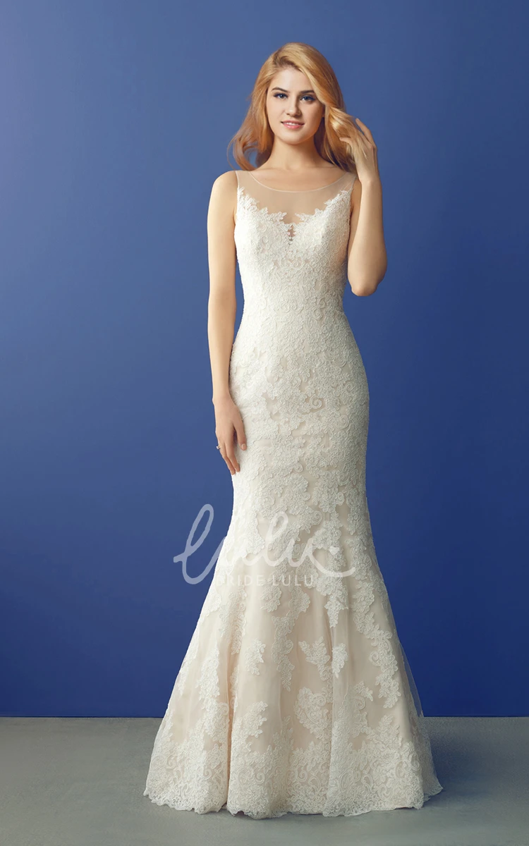 Illusion Neck Fit and Flare Lace Bridal Gown