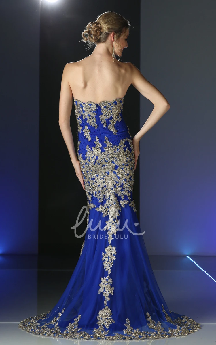 Strapless Mermaid Satin Beaded Prom Dress with High Neckline