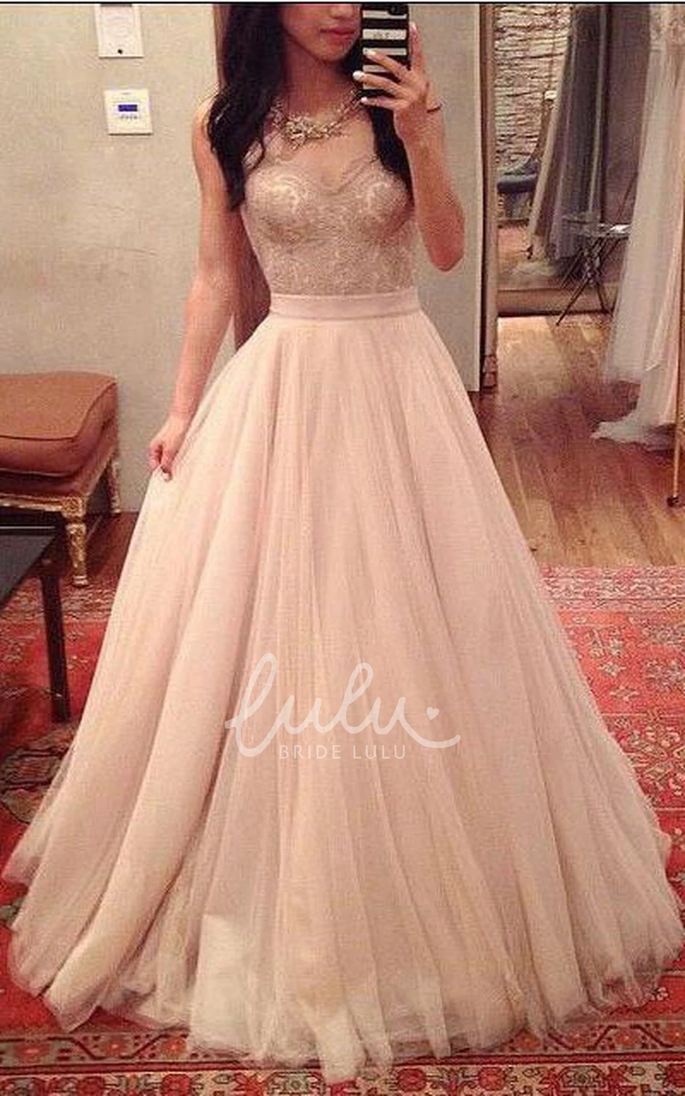 Sweetheart Tulle Lace Formal Dress with A-line Pleated Skirt