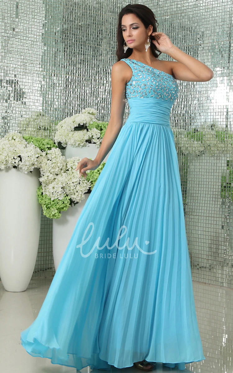 One Shoulder Sleeveless Chiffon A-Line Prom Dress with Beaded Detail Elegant 2024 Women's Dress