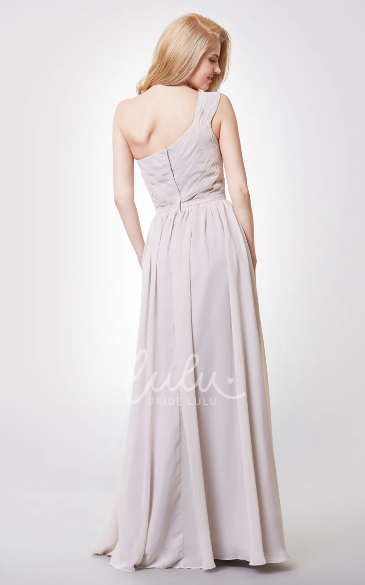 One Shoulder Pleated A-line Chiffon Bridesmaid Dress Elegant & Modern