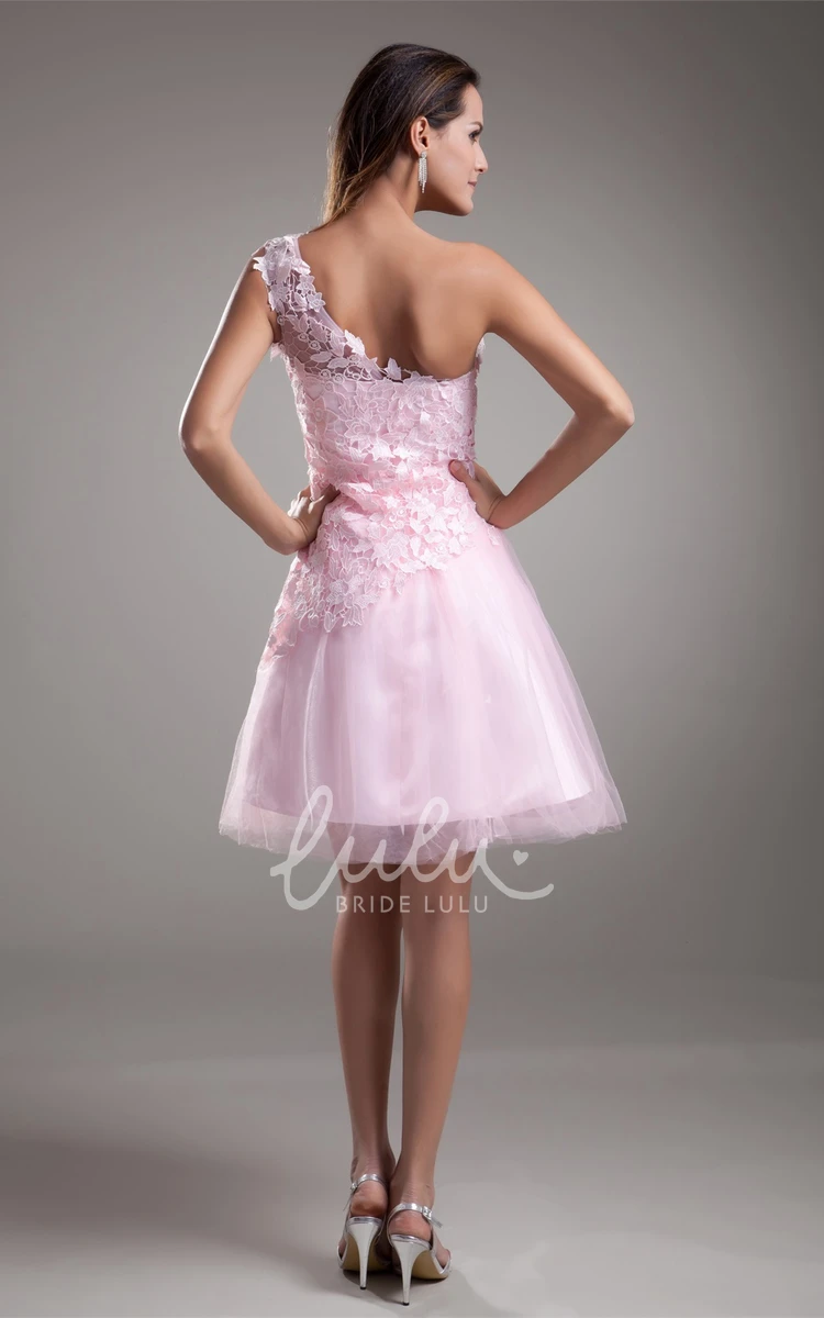 A-Line Sleeveless Mini One Shoulder Special Occasion Dress with Appliques