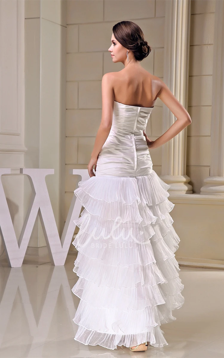 Tulle Sweetheart High-Low Prom Dress with Ruching and Tiered Skirt