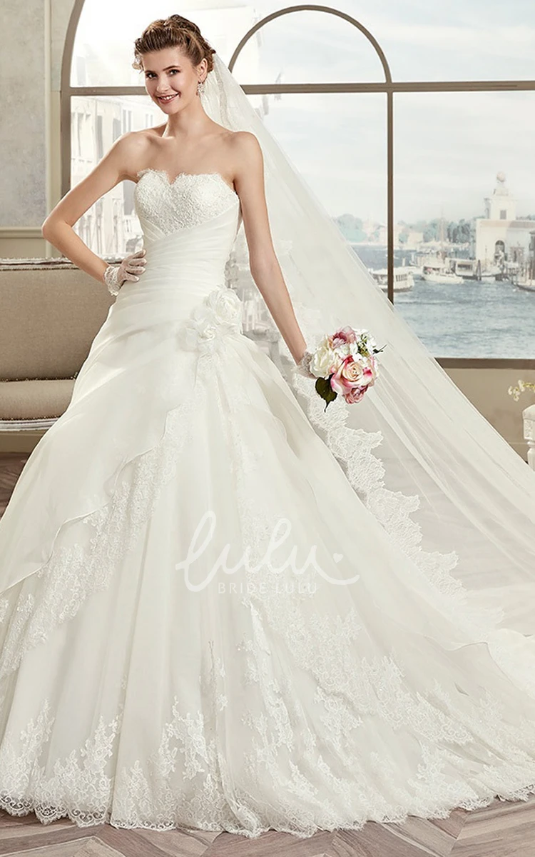 A-Line Sweetheart Wedding Dress with Bandage Waist and Asymmetrical Ruffles