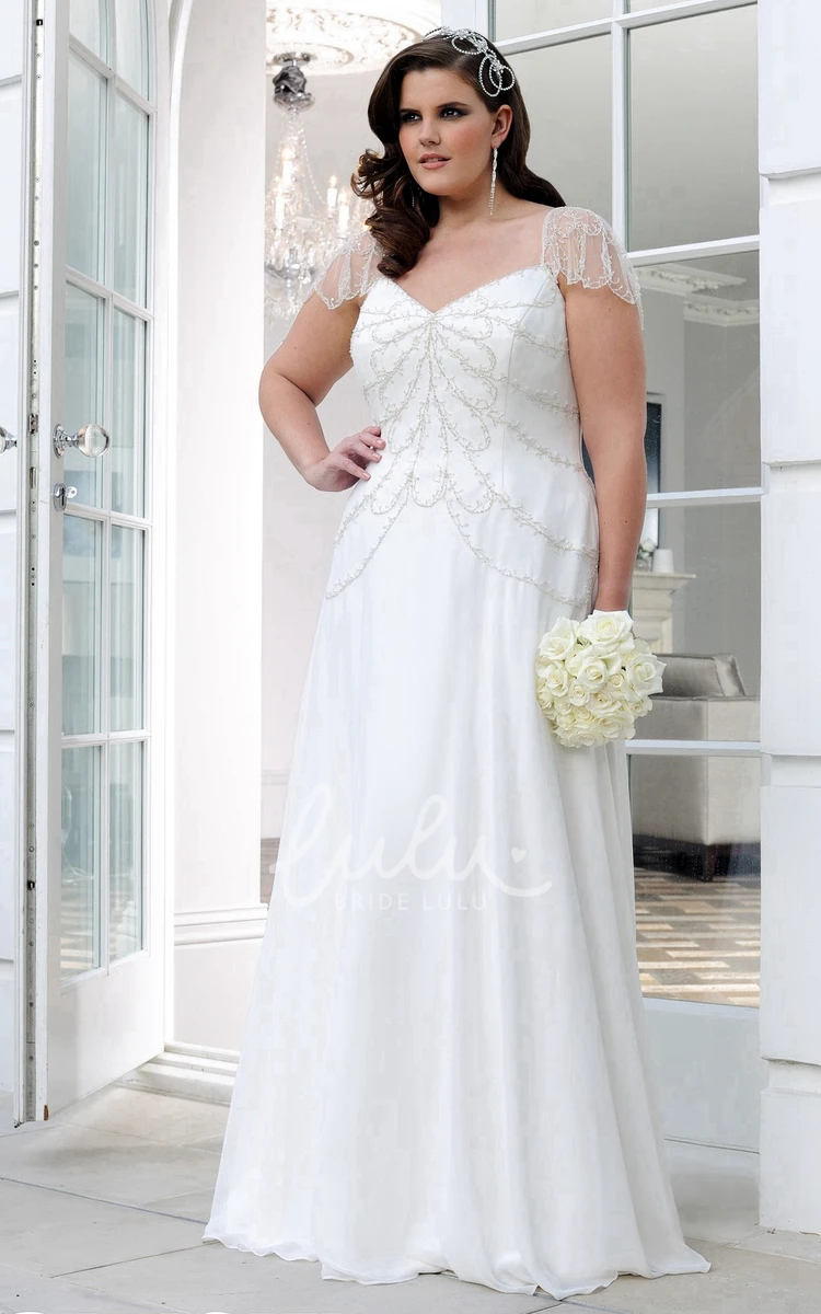 Sheath Bridesmaid Dress with Illusion Caped-Sleeves in Chiffon