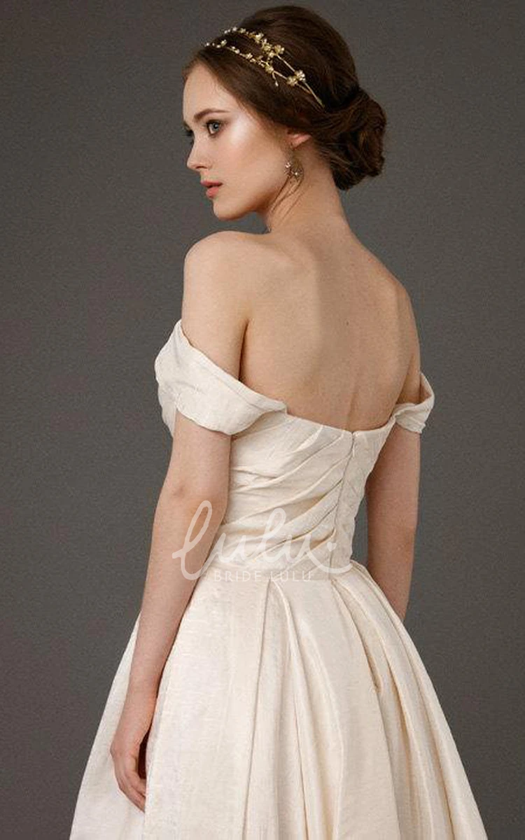 A-Line Taffeta Ruched Beaded Wedding Dress