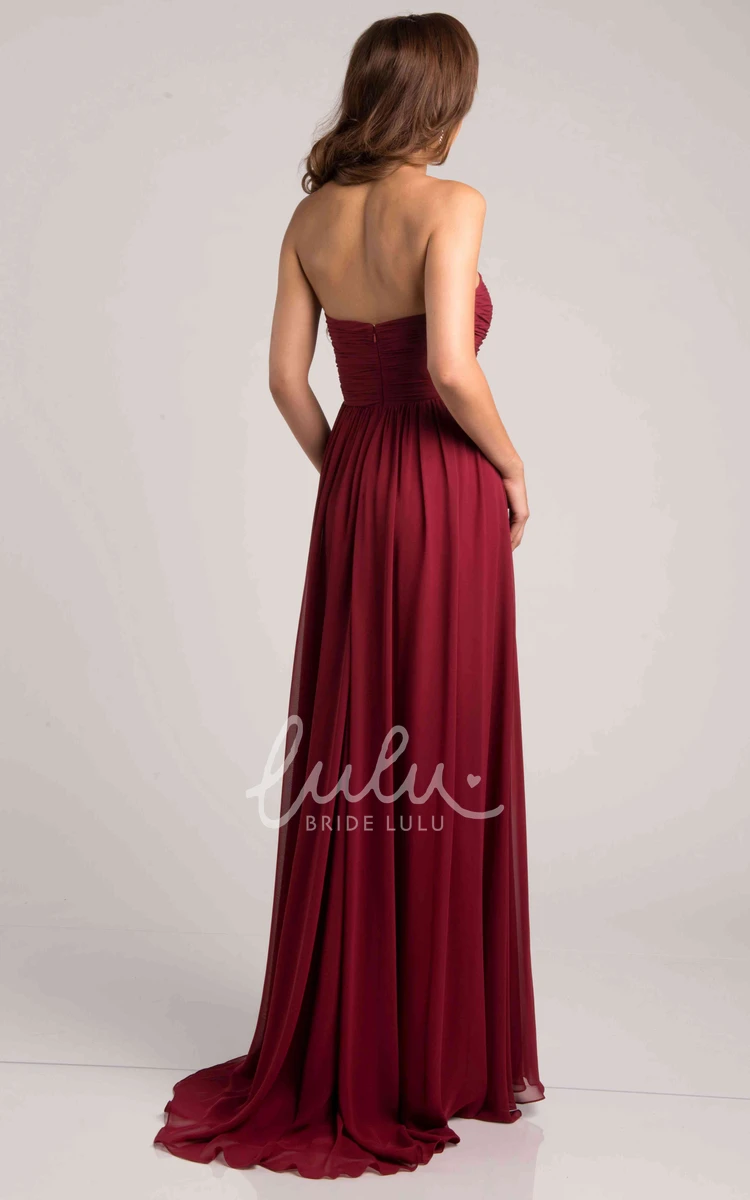 Empire Chiffon Bridesmaid Dress with Pleats and Sweetheart Neckline