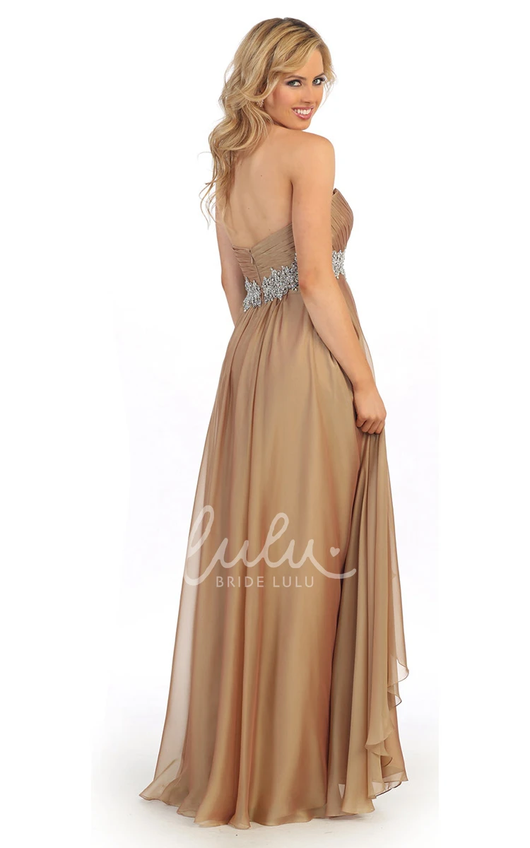 Chiffon Sweetheart A-Line Formal Dress with Criss Cross and Waist Jewelry