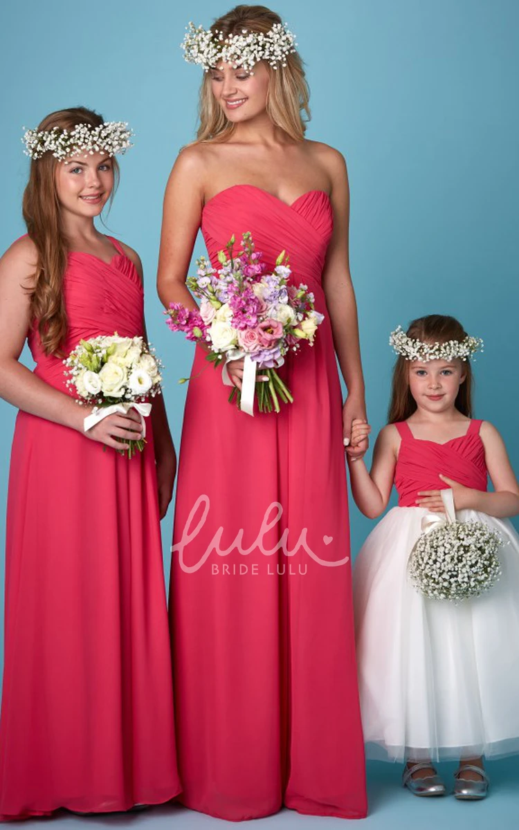 Floor-Length Sleeveless Chiffon Bridesmaid Dress with Sweetheart Neckline