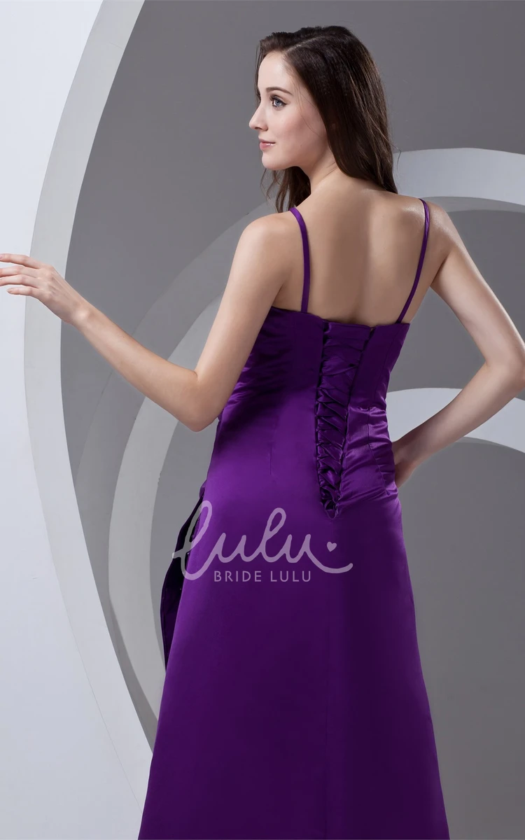 Satin A-line Formal Dress with Beading and Corset Back