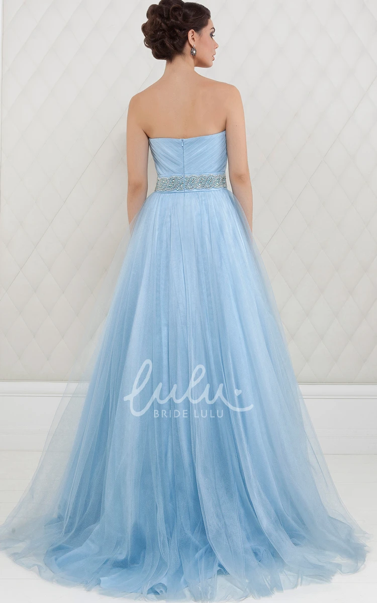 Sweetheart A-Line Tulle Prom Dress Criss-Cross Sleeveless Waist Jewellery