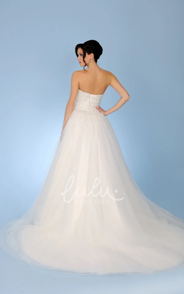 Sweetheart Tulle Wedding Dress with Crystal Detailing and Corset Back A-Line Floor-Length