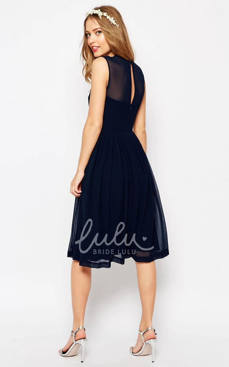 A-Line Knee-Length Pleated Chiffon Bridesmaid Dress with Scoop Neck