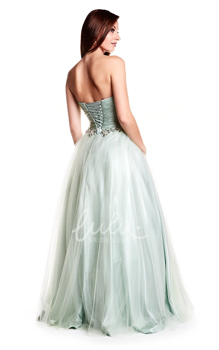 Sleeveless Sweetheart Tulle Prom Dress with Criss-Cross Flowy Prom Dress