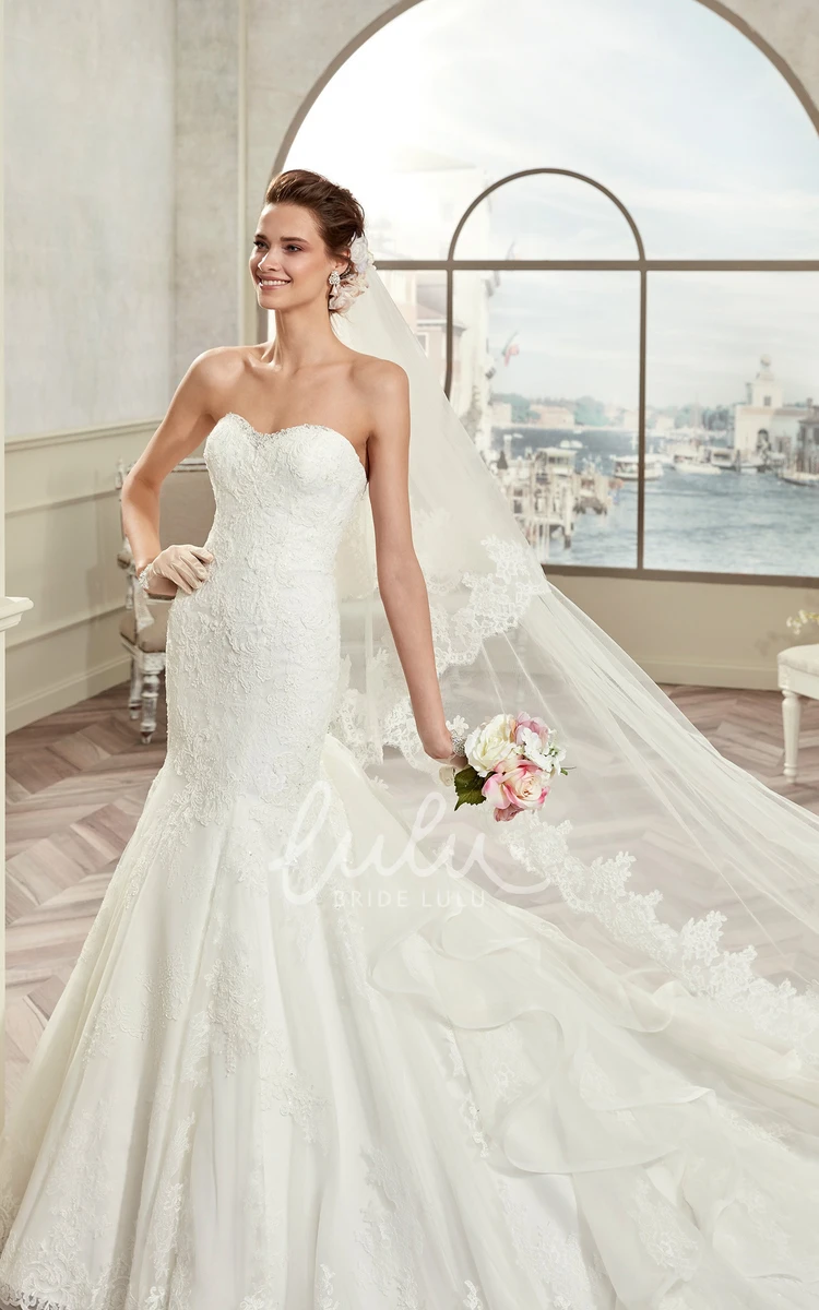 Mermaid Bridal Gown with Open Back and Ruching Train Strapless