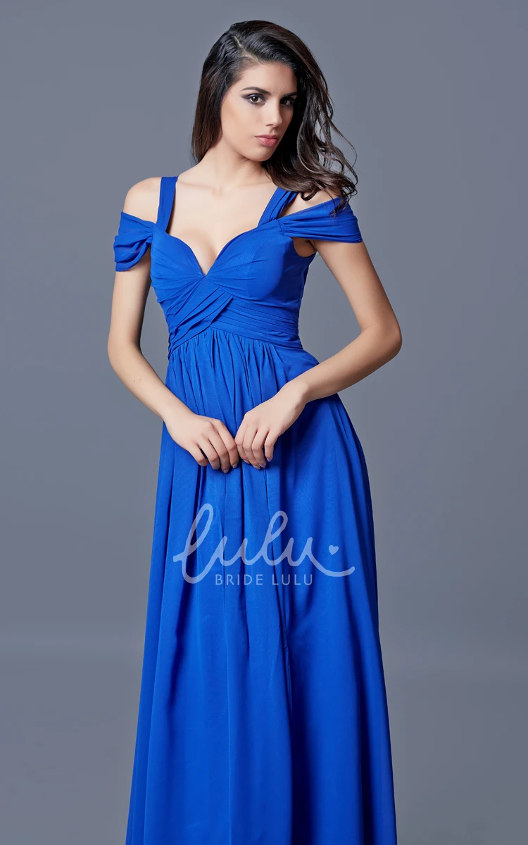 Off-the-Shoulder Chiffon Prom Dress with Split and A-line Silhouette