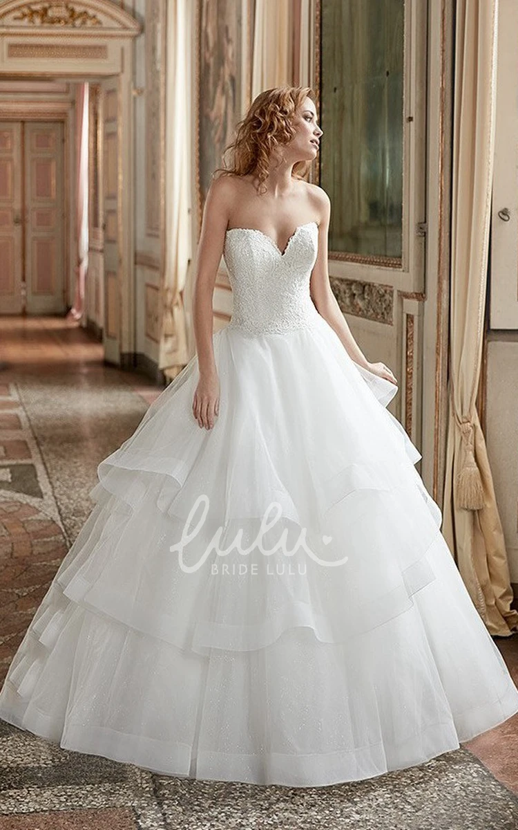 Ball Gown Tulle Wedding Dress with Sweetheart Neckline and Tiers