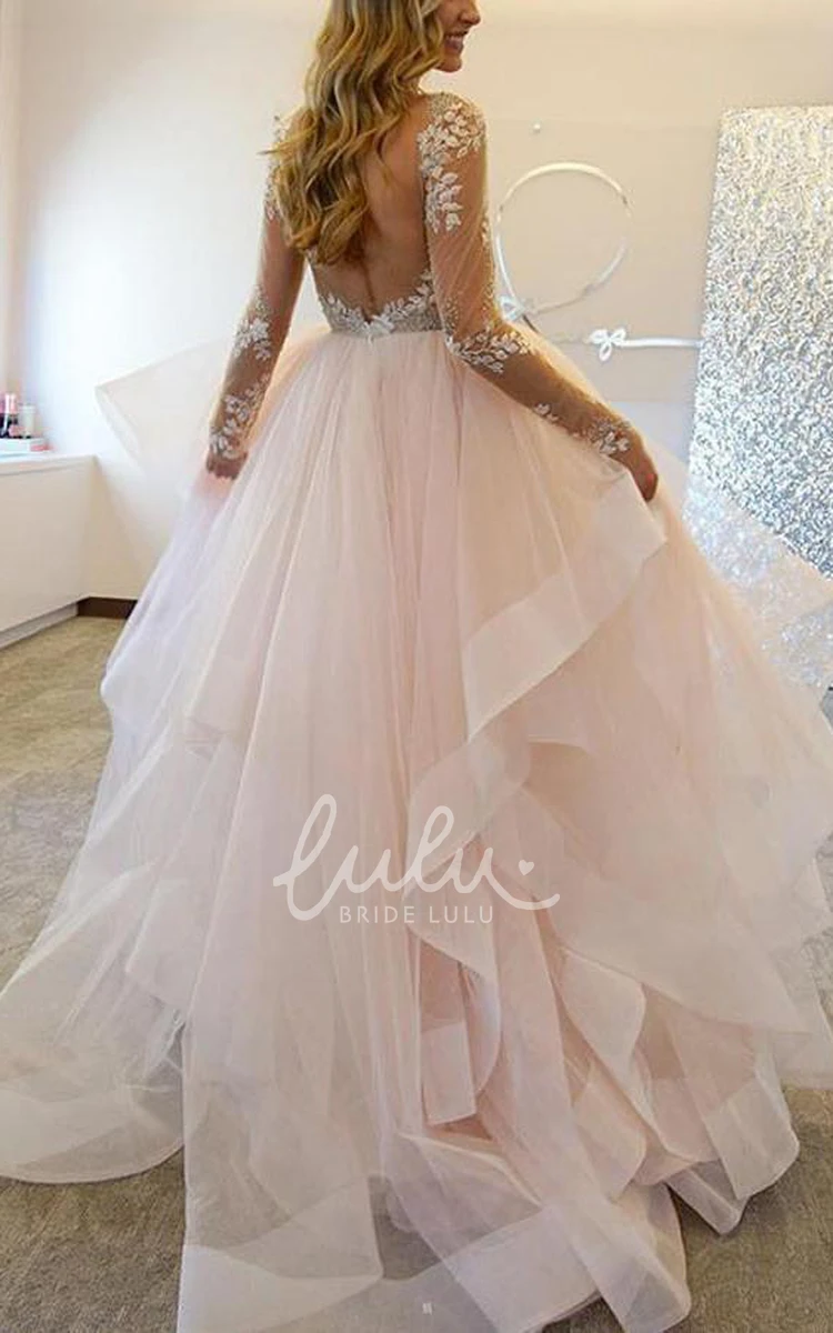 Organza Lace Ball Gown Wedding Dress with Open Back