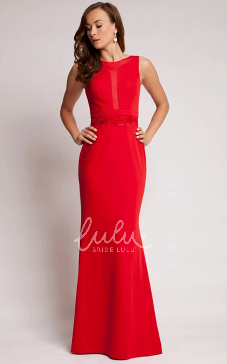 Chiffon Jeweled Scoop Neck Sleeveless Prom Dress