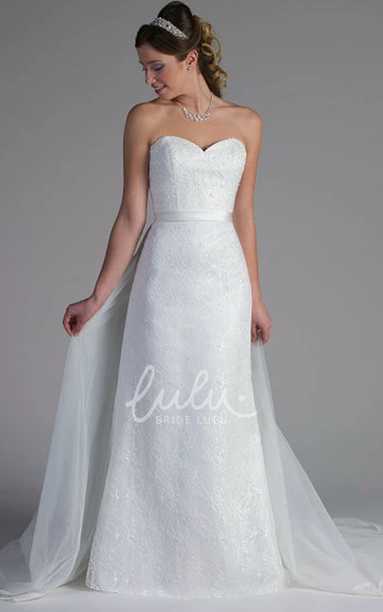 Sweetheart Lace Tulle Bridal Dress With Satin Sash