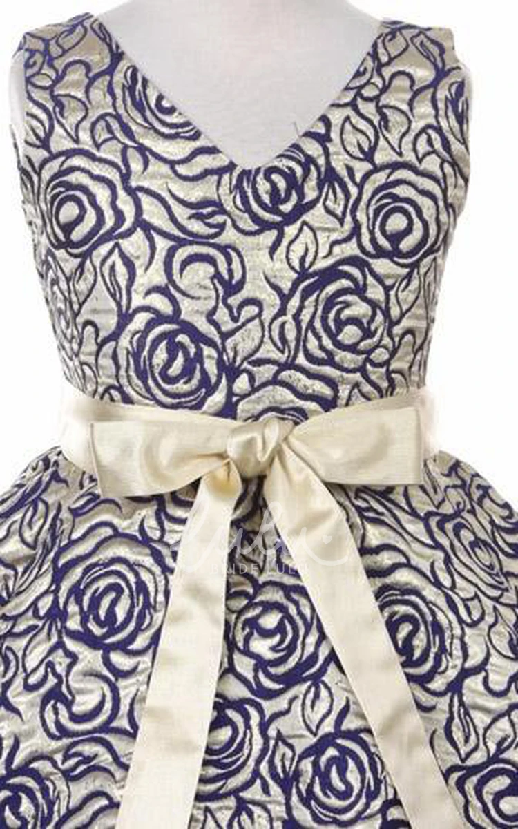 Tiered V-Neck Flower Girl Dress Tea-Length