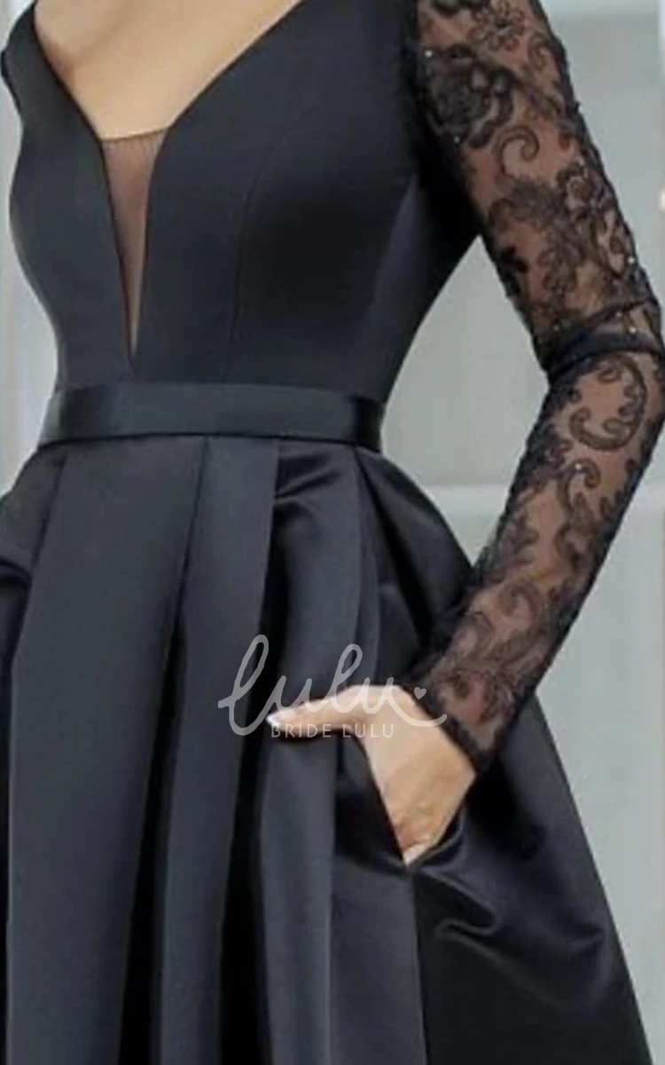 Lace Long Sleeve A Line Bridesmaid Dress Ankle-length Casual with Pockets