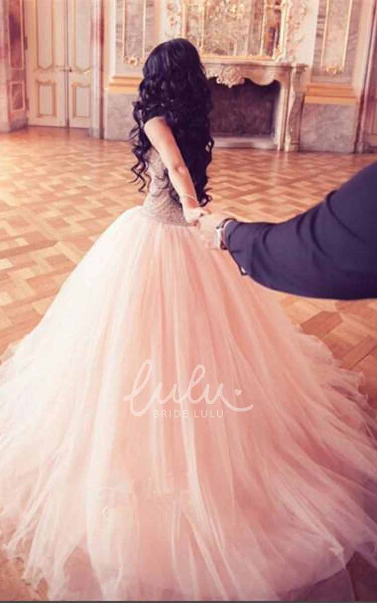 Sweet 16 Quinceanera Dress with Crystal Embellishments and Floor-Length Tulle Skirt