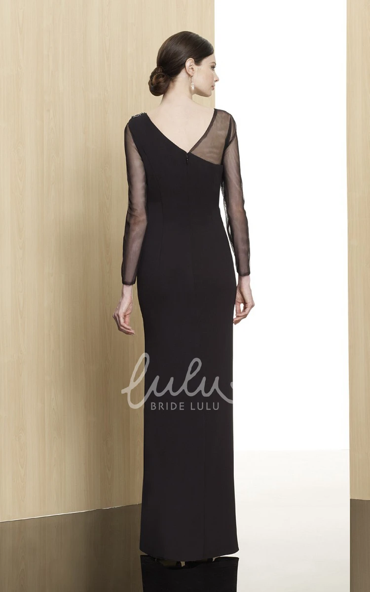 Illusion Sleeve Jewel Neck Sheath Elegant Formal Dress