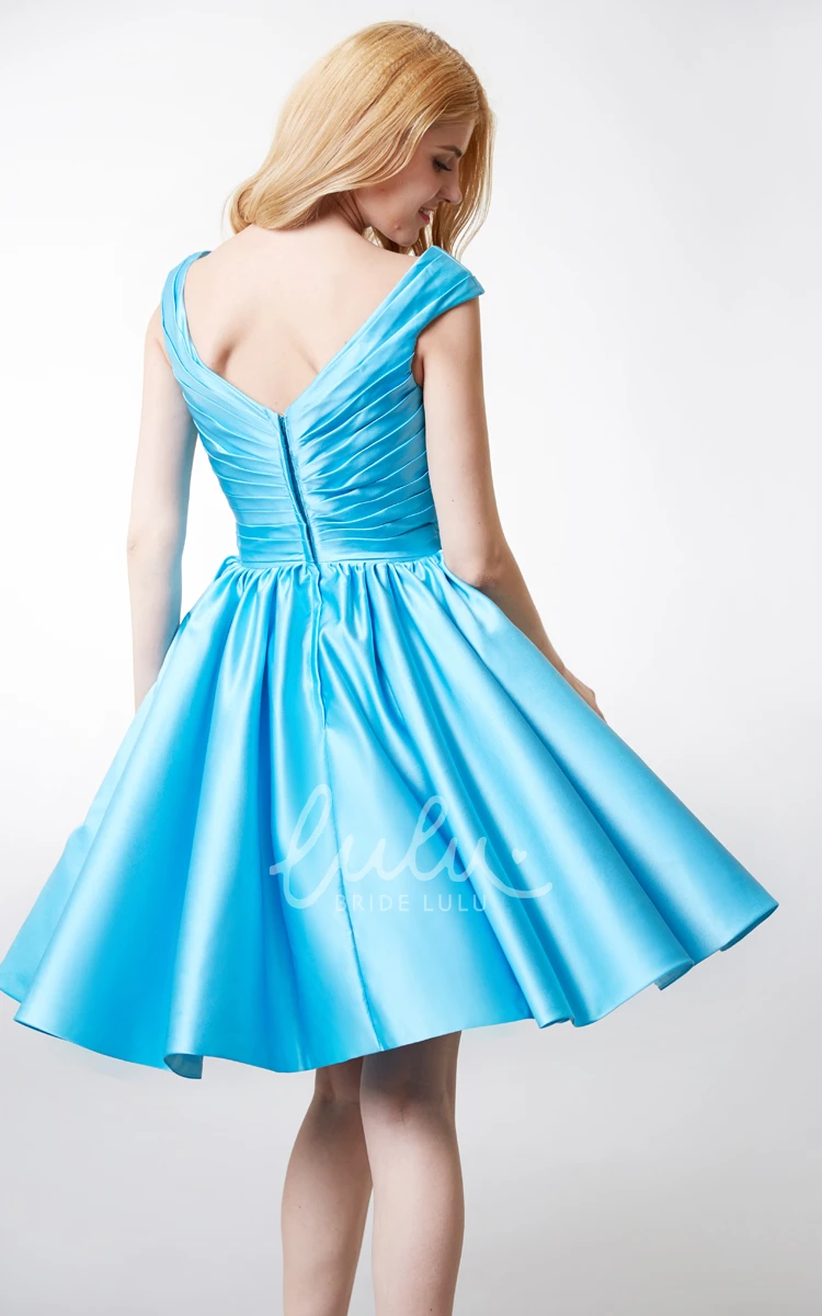 Satin V-Neck Bridesmaid Dress with Cap Sleeves